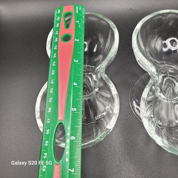 Vintage Pair of Libbey Ribbed Double Scoop Dessert Ice Cream Pedestal Bowls - Picture 5 of 10